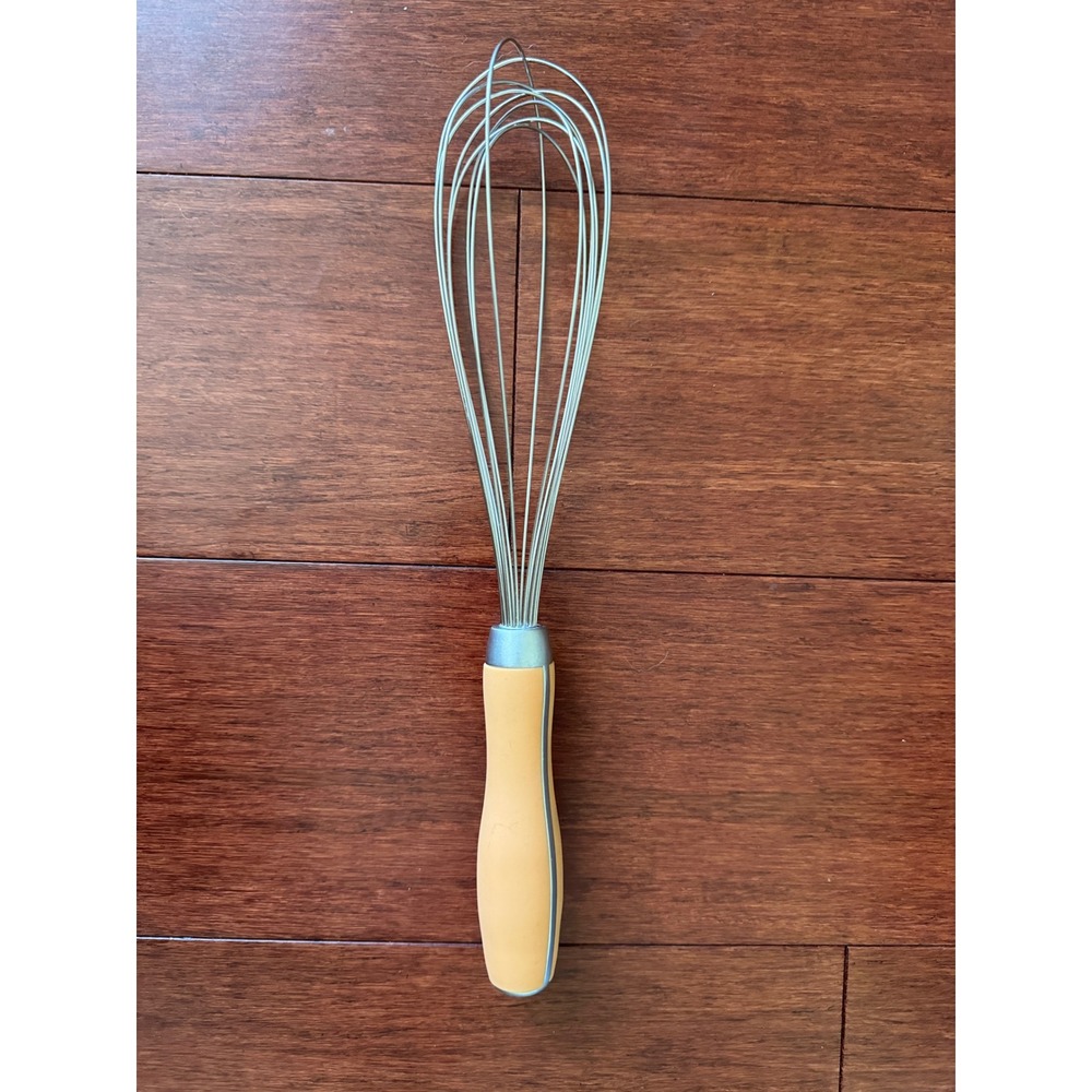Wilton French Whisk Stainless Steel Wire Slender Sauce Whisk Tan Handle